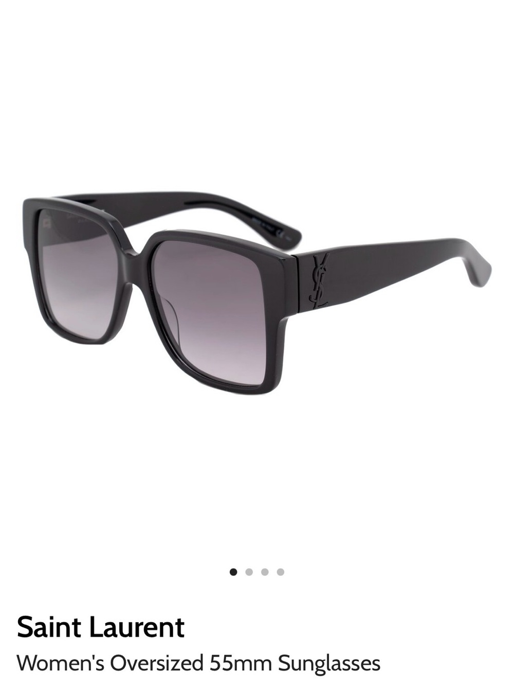 Saint Laurent Women's Oversized Black Square Sunglasses with Gradient Lenses